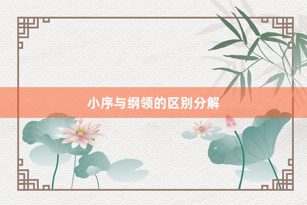 小序与纲领的区别分解