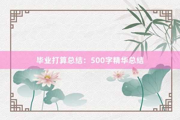 毕业打算总结：500字精华总结